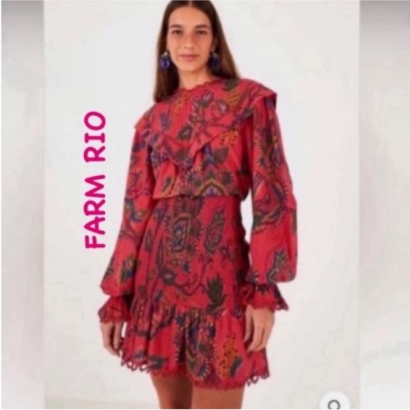 Farm Rio Red Paisley Dress size S - Picture 1 of 10